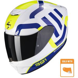 Scorpion Exo-391 Arok Wit-Blauw-Neon Integraalhelm Maat L