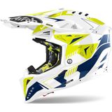 Airoh Aviator 3 Spin Geel Blauw Offroad Helm Maat XS