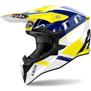 Airoh Wraaap Feel Geel Blauw Offroad Helm Maat XS