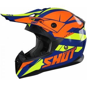 SHOT Pulse Revenge Navy Oranje Neon Geel Glanzend Crosshelm