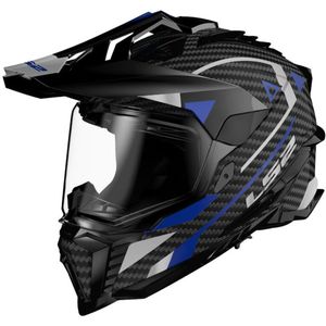 LS2 MX701 Explorer Carbon Adventure Blauw Adventure Helm