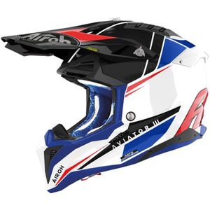 Airoh Aviator 3 Push Blue Red Offroad Helm Maat XS