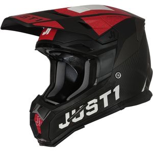 Just1 Helmet J-22 Adrenaline Rood Wit Carbon Mat Crosshelm