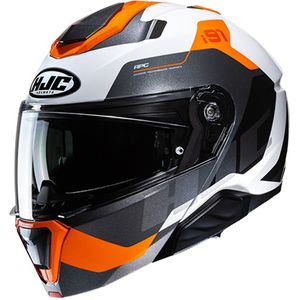 HJC i91 Carst Wit Oranje Systeemhelm Maat XS