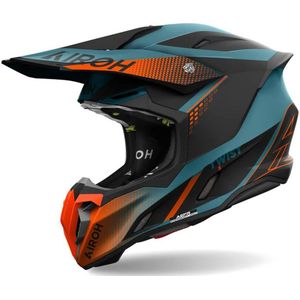 Airoh Twist 3 Shard Oranje Blauw Offroad Helm Maat 2XL