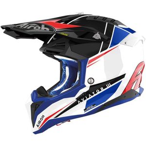 Airoh Aviator 3 Push Blue Red Offroad Helm Maat 2XL