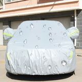 PEVA anti-stof waterdichte zonbestendige sedan autohoes met waarschuwingsstrips, geschikt voor auto's met een lengte tot 4,7 m (183 inch)