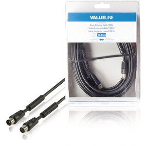 Valueline Vlsb40010b100 Coax Antennekabel 100 hz Coax Mannelijk - Coax Vrouwelijk 10,0 M Zwart