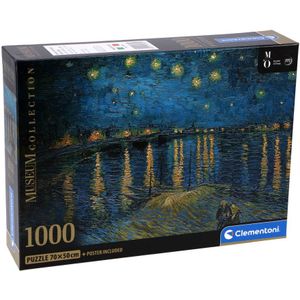 Clementoni Museum Collection Puzzel Van Gogh Starry Night 1000 Stukjes + Poster