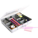 Sunware - Q-line opbergdoos met 10 bakjes 3,6L transparant metaal - 29,6 x 25 x 5,2 cm