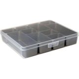 Sunware - Q-line opbergdoos met 10 bakjes 3,6L transparant metaal - 29,6 x 25 x 5,2 cm