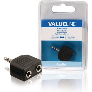 Valueline VLAB22945B Audio-splitter 3,5 mm Male - 2x Female Zwart