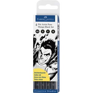 Faber Castell FC-167132 Tekenstift Pitt Artist Pen Manga 4-delig Etui Black