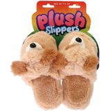 Pantoffels - Beige - Pluche - Hond Motief - Antislip Zool