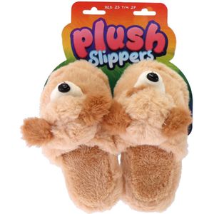 Pantoffels - Beige - Pluche - Hond Motief - Antislip Zool