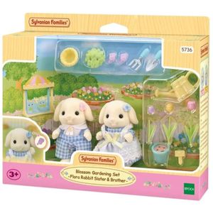 Sylvanian Families 5736 Tuinierenset Bloemen Hangoorkonijn Broer& Zus- 2 Fluweelzachte Speelfiguren