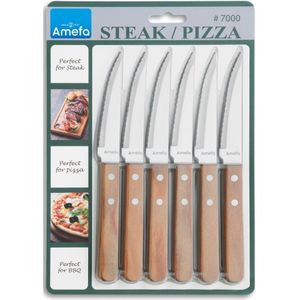 Amefa Pizza/Steak - 6 delige Messenset - hout