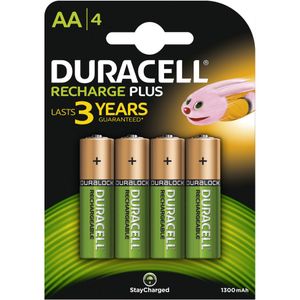 Duracell Oplaadbare AA batterijen - 1300 mAh NiMH - 4 stuks