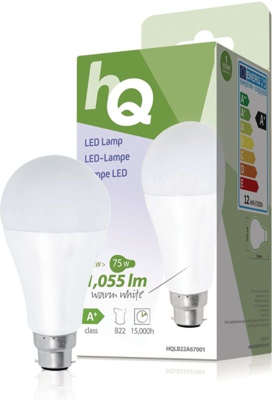 HQ - LB22A67001 - LED-lamp - Warm Wit - B22 - 1055 Lumen - 12 Watt