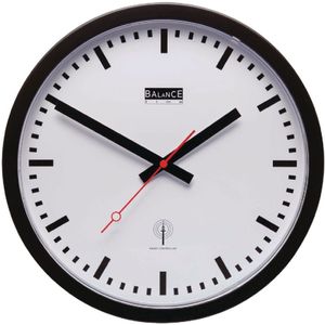 Balance Time Zendergestuurde Wandklok 30 cm Analoog - Zwart/Wit