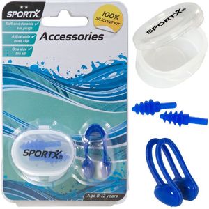 SportX Junior Neusclip en Oordopjes 2 Sterren Blauw