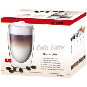 Scanpart dubbelwandige koffieglazen 350 ml - Café Latte - Latte Macchiato - koffieglas dubbelwandig - 2 stuks