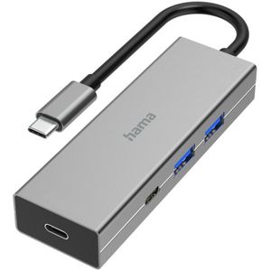 Hama 00200136 interface hub USB 3.2 Gen 1 (3.1 Gen 1) Type-A + Type-C 5000 Mbit/s Grijs