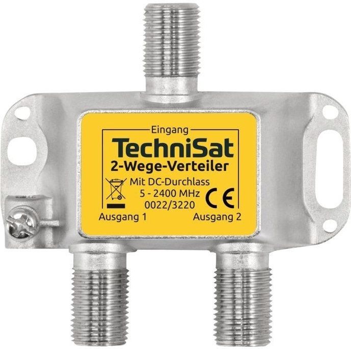 TechniSat - 2-weg Splitter - RF Splitter - Zilver - Frequentiebereik 5-2400 MHz, Impedantie 75 Ohm