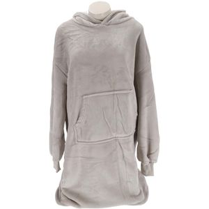 Fleece plaid hoody - Plaid met mouwen - Dekken - One size fits all - Grijs of Beige - Dames en Heren - Valentijnscadeau