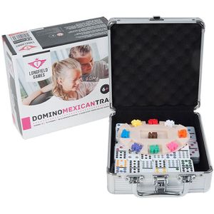 Mexican Train Domino - Dubbel 12 - 91 stenen - Aluminium Koffer - Inclusief 9 treintjes - Speelplezier voor de hele familie