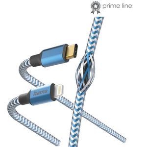 Hama Oplaadkabel Reflective USB-C - Lightning 1,5 M Nylon Blauw
