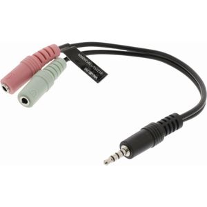 Nedis CAGP22150BK02 Audiokabel Headset 3,5 Mm Male - 2x 3,5 Mm Female 0,2 M Zwart