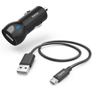 Hama Auto-oplader Met Oplaadkabel Micro-USB 12 W 1,0 M Zwart