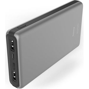 Hama Power Pack ALU15HD 15000mAh 3 Uitgangen: 1x USB-C 2x USB-A Zilver