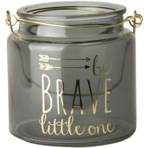 Gusta Glazen Waxinelichthouder Be Brave Little One 10 cm Grijs