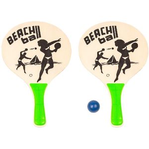 Summertime Houten Beachball Set Groen - Geschikt voor kinderen vanaf 5 jaar - Set van 2 rackets en bal