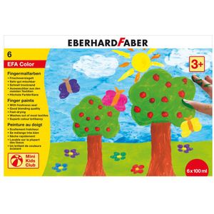 Eberhard Faber EF-578806 Vingerverf 100ml Geel, Rood, Blauw, Groen, Wit, Zwart