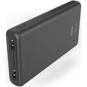 Hama Power Pack ALU15HD 15000mAh 3 Uitgangen: 1x USB-C 2x USB-A Antraciet