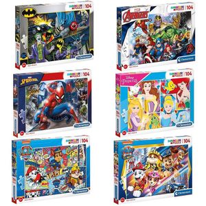 Kinderpuzzel (104 stukjes) - DC Comics, Avengers, Spider-Man, Disney Princess, Paw Patrol en Paw Patrol the Movie