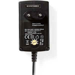 Universele AC-Stroomadapter - 27 W - 3 - 12 V DC - 1.80 m - 2.25 A - 6 plug(s) - Zwart