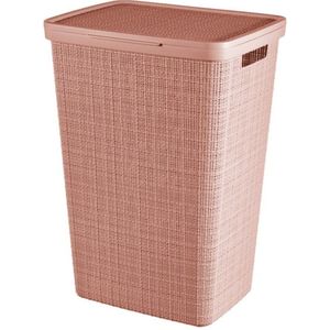 Curver Wasmand Met Deksel Jute-Look 58L Roze