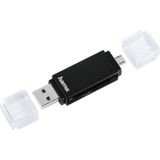 Hama Basic geheugenkaartlezer USB 2.0/Micro-USB Zwart
