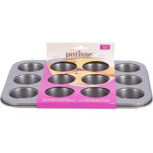 Patisse Metalen Mini Muffinvorm 12 Vaks Zilver