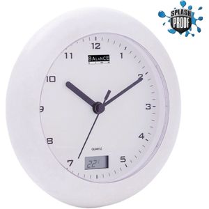 Balance Badkamer Klok met Thermometer 17 cm Analoog Wit