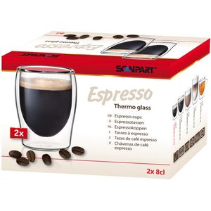 Scanpart dubbelwandige koffieglazen 80 ml - Espresso - espressoglas dubbelwandig - 2 stuks
