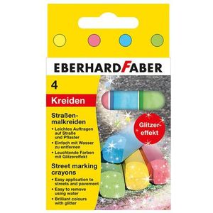 Eberhard Faber EF-526504 Stoepkrijt 4-kantig 4 Glitterkleuren