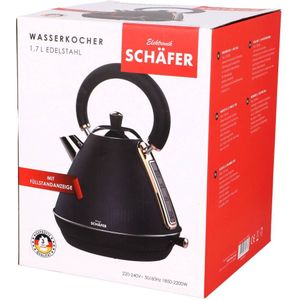 Schäfer IT-Systems Retro waterkoker 1,7 liter zwart - Waterkoker
