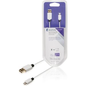 K&ouml;nig KNM39300W10 Sync And Charge Kabel 8-pins Lightning Male - Usb 2.0 A Male 1,00 M Wit