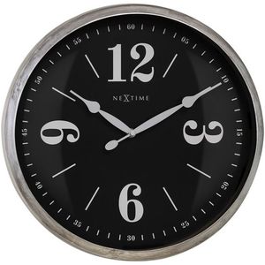 Landelijke wandklok - 39cm - Stille klok - Wit/ ZIlver - NeXtime Classic