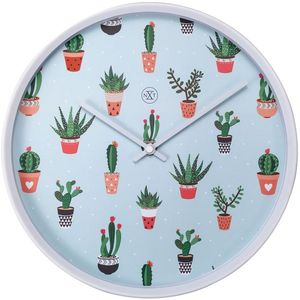 nXt - Stille Wandklok - 30 cm - Plastic - Groen - 'Cactus'